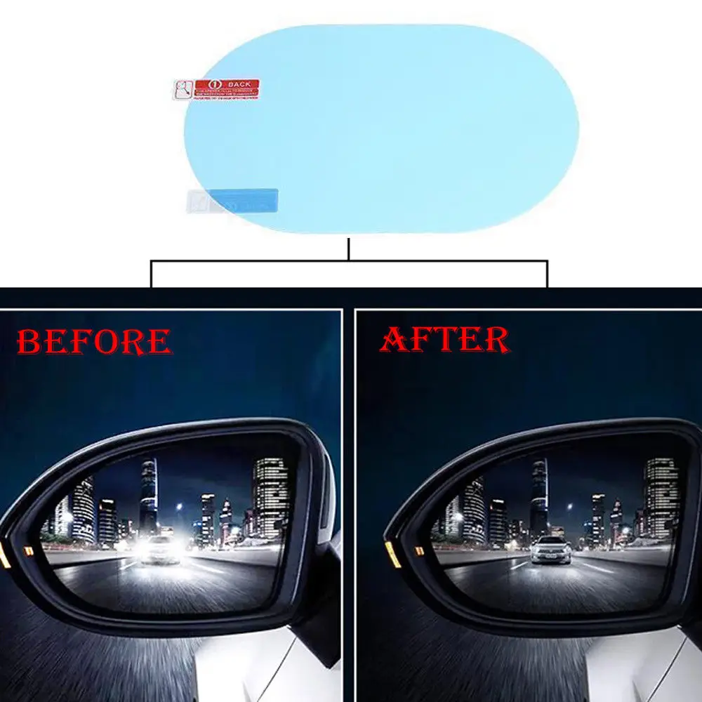 Fog Rainproof sticker -glare Auto Car Film Light Blue for nano Coating Oval Practical Protective Rearview  Fog