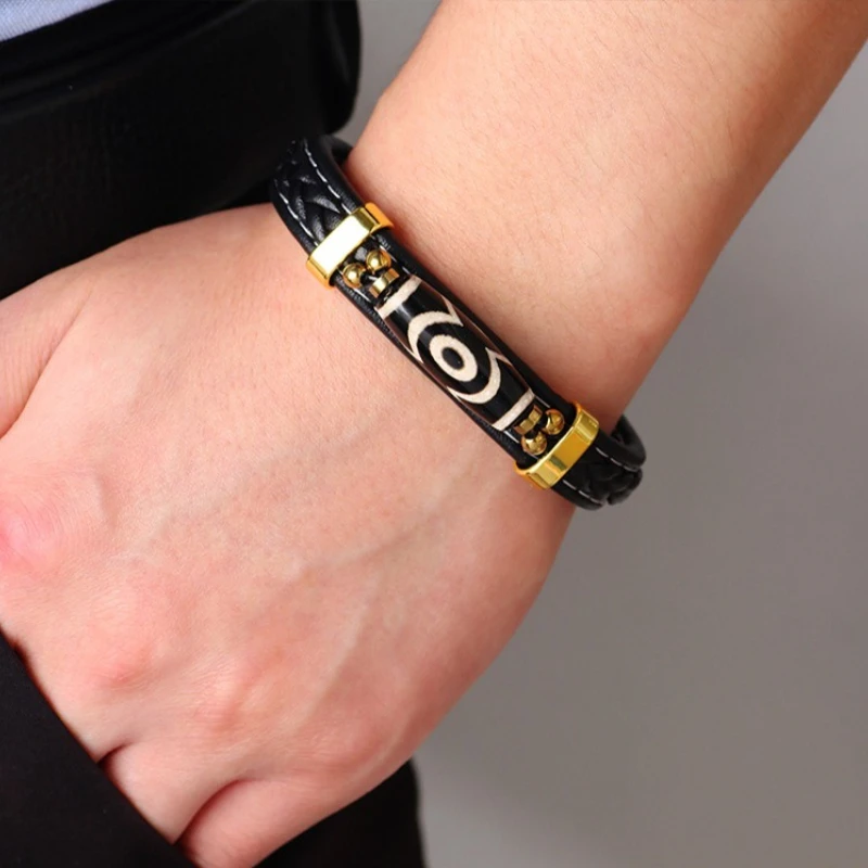 DIY handgewebte Tianzhu tibetische blaue Lederarmbänder Legierung Retro ethnischen Stil Männer personalisierte Armband Modeschmuck – Detail 2
