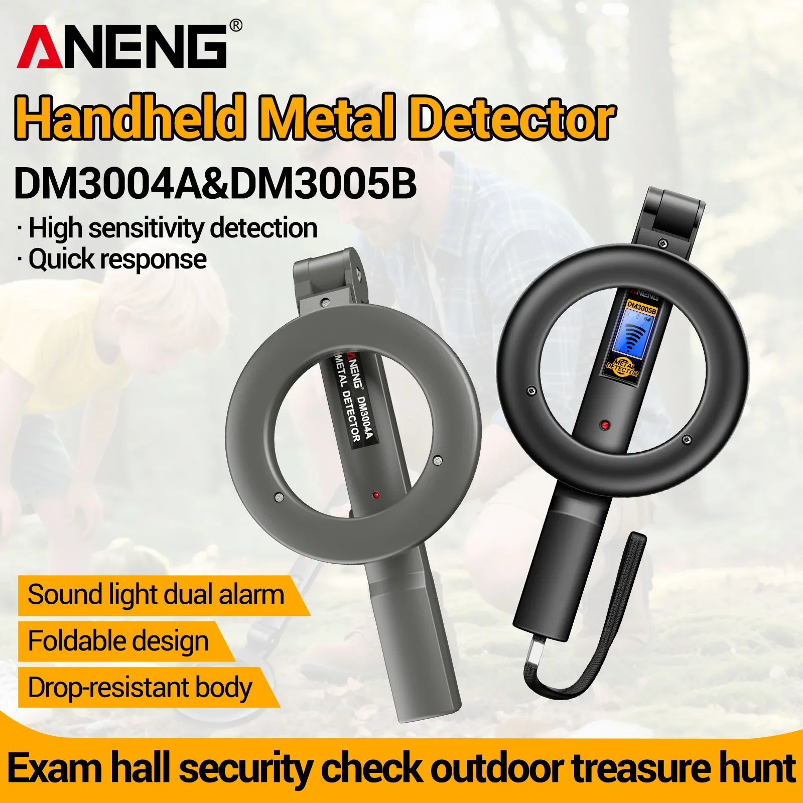 Portable Handheld Metal Detector Ferrous  Non-Ferrous Metal Scanner LED Buzzer Alarm Low Power Indicator -10~50℃ Security Check