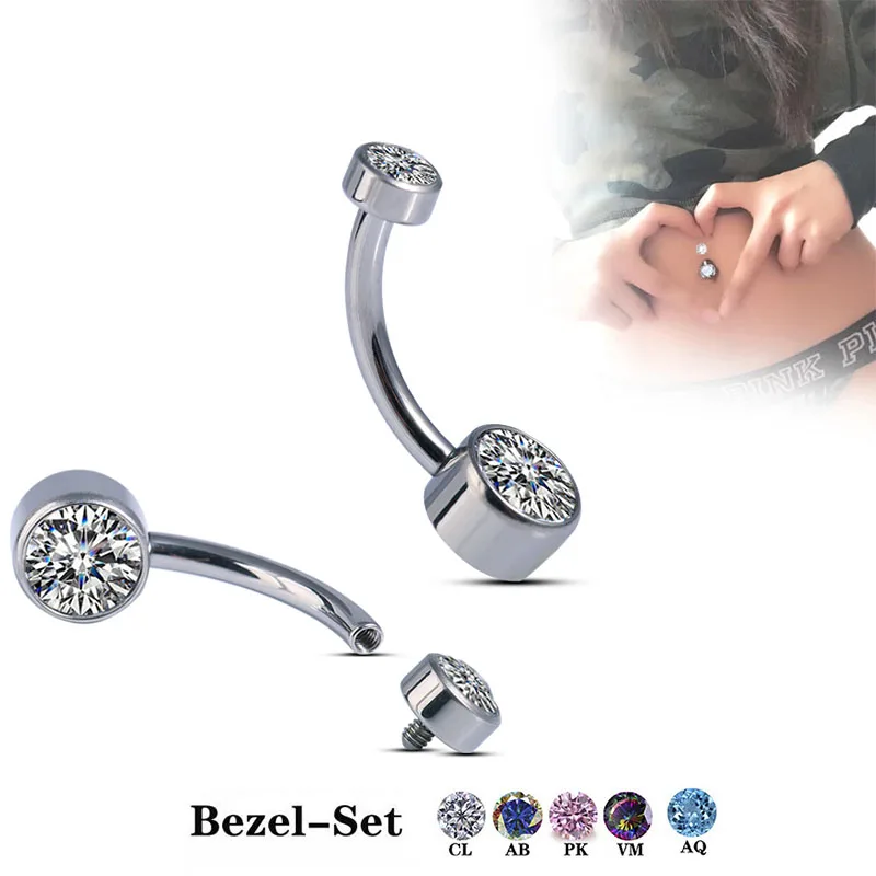 G23 Titanium Internally Thread Navel Piercing Jewellery Sexy Belly Button Rings 14G Navel Body Piercing CZ Beach Pendant Jewelry