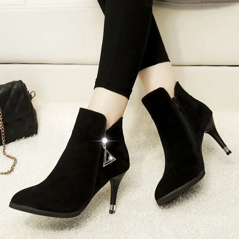 

Осенне-зимние женские ботильоны, замшевая обувь, дизайнерские роскошные ботинки, большие размеры, готическая распродажа, высокое качество, теплые женские короткие