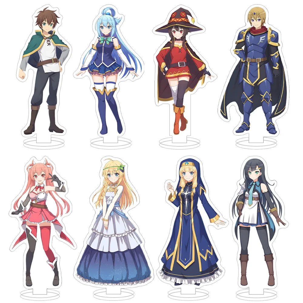 Kono Subarashii Sekai ni Shukufuku ¡wo! Kazuma Satou Aqua Megumin Darkness Dust Rin Keith Taylor figura de Anime soporte acrílico regalo