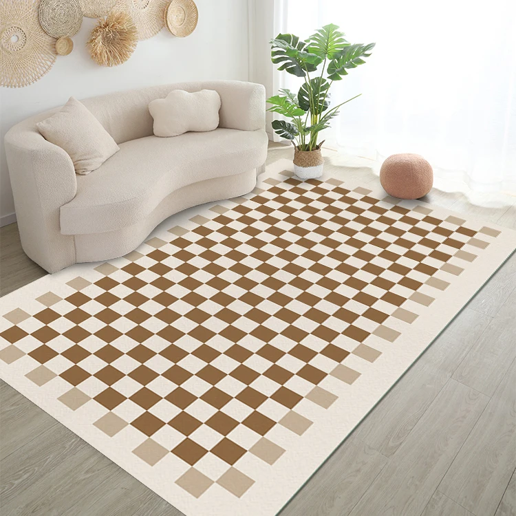 Black White Checkerboard Carpet Living Room Decor Home Sofa Cream Style Girl Bedroom Rug Kitchen Bathroom Anti-skid Floor Mat