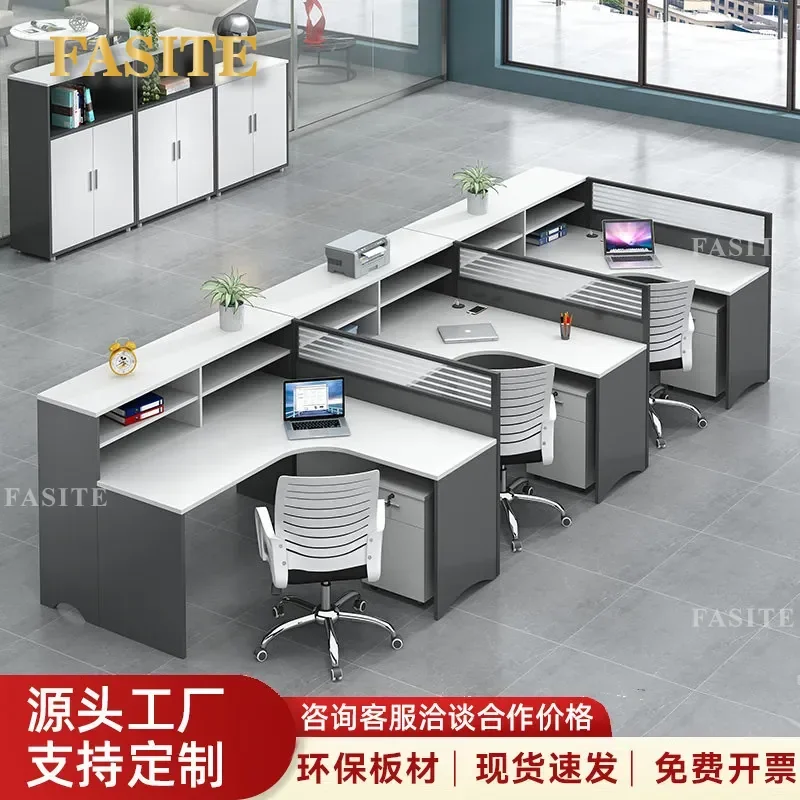 For Modern Simple Office Desk with Cabinet and Chair Combination Computer Workstation for Financial Staff Home Office