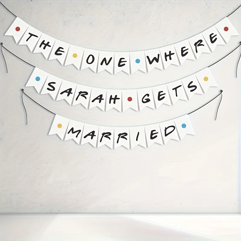 カスタマイズ可能なパーティーバナー、パーソナライズされた名前付き、友人、ブライダルシャワーパーティーバナー、友人テーマガーランド