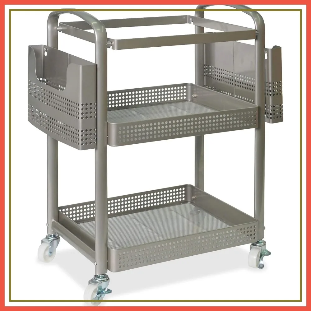 

Mobile File Cart, 12.5" x 22.4" x 25.25", Metal, Champagne Gold