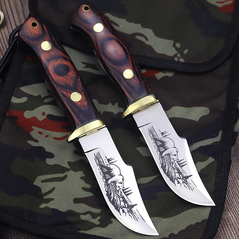 Outdoor tactical straight knife Bush hunting knife Domestic defensive knife Outdoor rescue knife