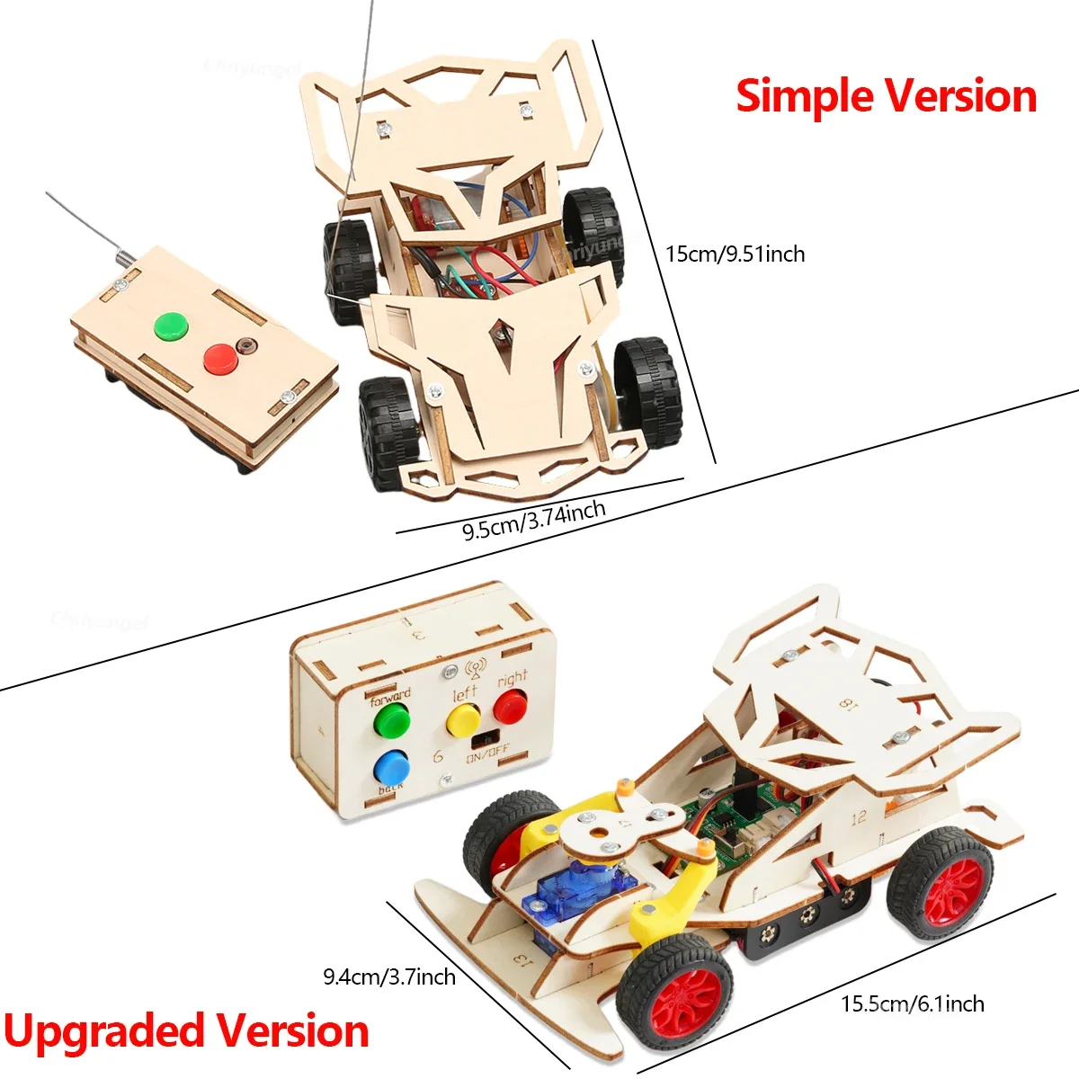 Unfinished Wooden DIY RC Off-Road Car Assembly Kit Wireless Remote STEM Educational Student Toy