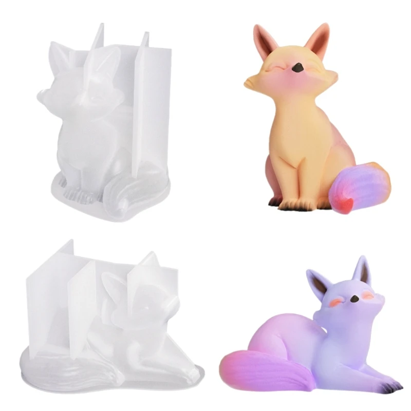 Foxes Resin Mold Animal Silicone Mold Epoxy Resin Casting Tool 3D Gypsum Ornaments Perfect for Table Home Decoratio