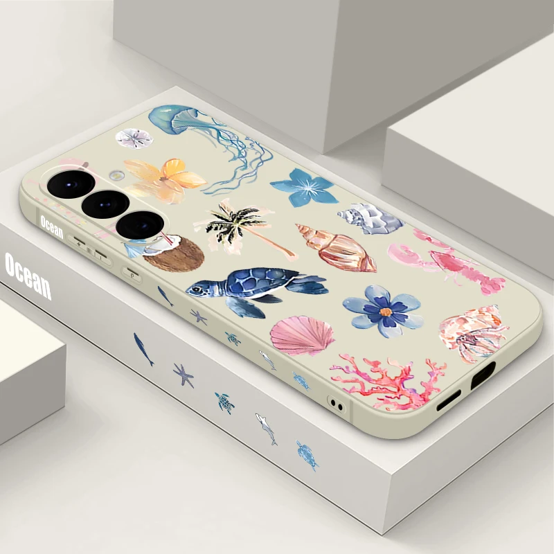 Ocean Life Theme Handyhülle für Samsung Galaxy S25 S24 S22 S23 Ultra S23 Plus S24 FE A56 A17 A16 A36 A55 A54 A53 A15 Soft Cover