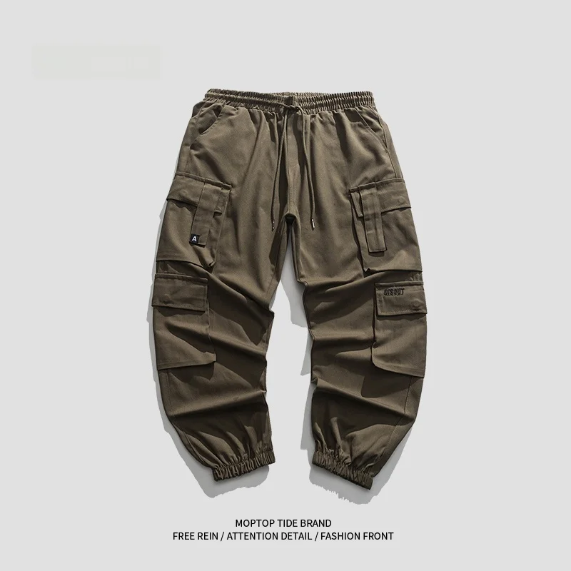 

MMOPTOP Spring Autumn Men's Loose Casual Cotton Work Pants Youthful Vitali Sle Long Trousers Faionable Streetwear