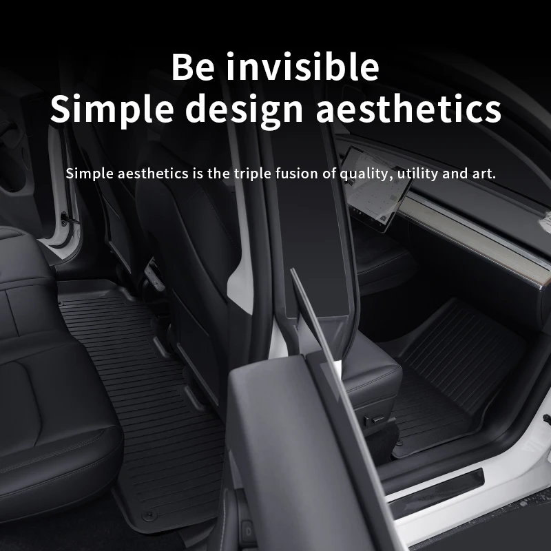 For Tesla Model Highland3 3PCS Master and copilot and back row Floor MatsAbsorbent plastic waterproof foot pad TPE Style  Precis