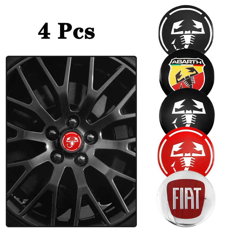 4 Stücke Auto Rad Aufkleber 56mm Auto Center Hub Cap Aufkleber Für Fiat Abarth 500 Tipo FR Panda Argo Freemont Viaggio Bravo Punto Stilo