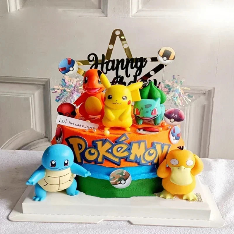 13 stks/set Pokemon Cake Topper Anime Figuur Pikachu Party Gelukkige Verjaardag Pokemon Taart Decoratie Benodigdheden Ornamenten Jongen Kids Gift