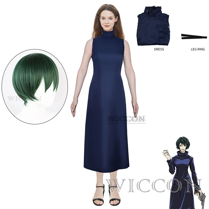 

Mai Zenin Anime Cosplay Costume Sleeveless Dress Outfit Wig Women Zen in Mai Adult Halloween Carnival Party RolePlay Suit Set