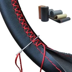 Car Steering Wheel Braid Cover Needles And Thread Artificial Leather Car Covers Suite 4 Color DIY Texture Soft Auto Accessories