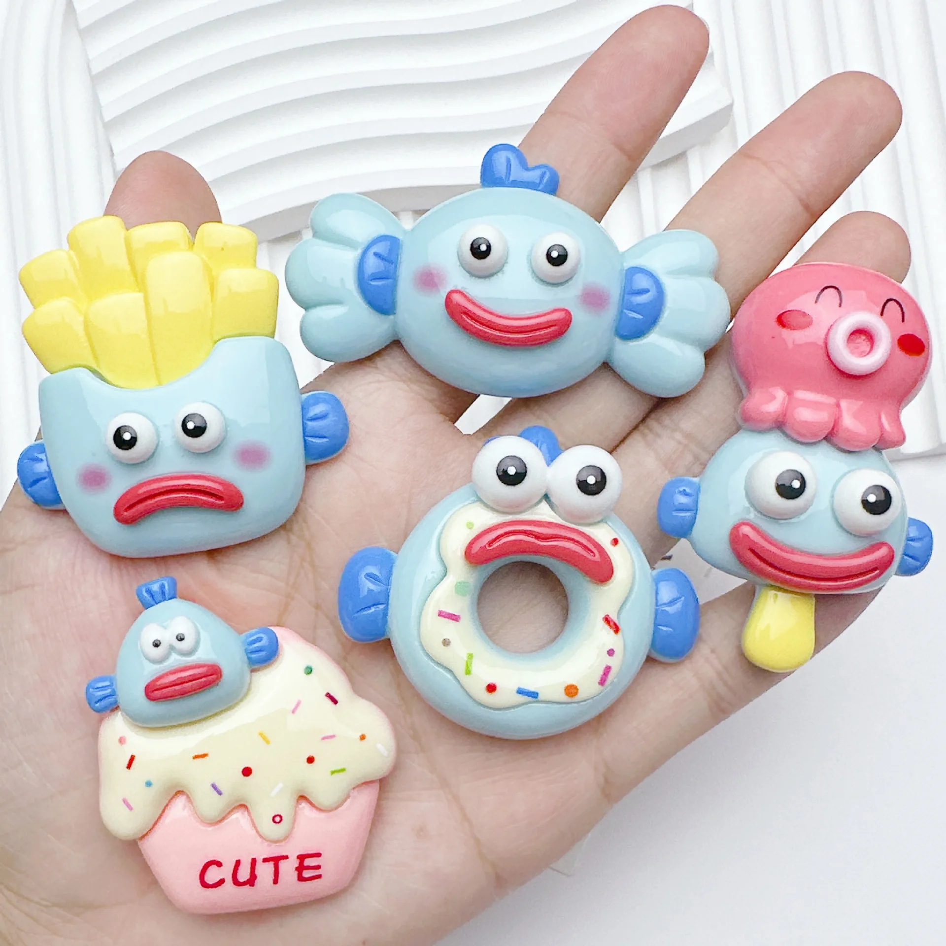 2pcs miniso sanrio hangyodon resin flatback cabochons for diy jewelry making cartoon handmade crafts materials