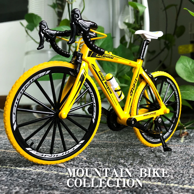 1:10 Alloy Mountain Bicycle Model Diecast Metal Bend Road Fold Racing Mountain Bike Model Simulation Collection Childrens Gifts