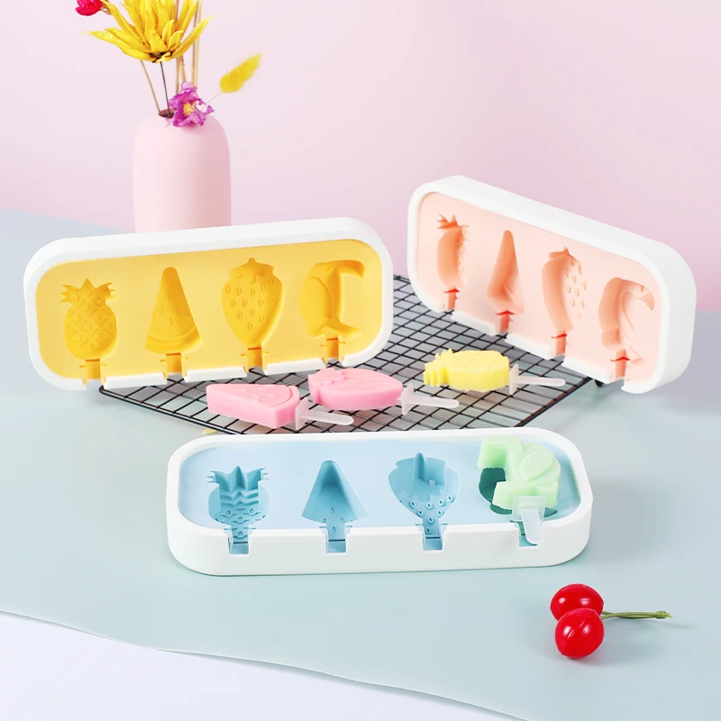 Healthy Cartoon Silicone Ice Cream Mold Easy Popsicle Mold Reusable Ice Cream Bar Pop Molds For DIY Making Summer Favorites Tool images - 6