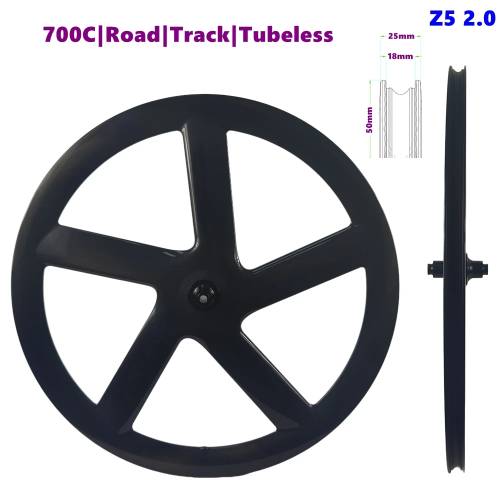

BIKEDOC Z5 Карбоновая 5-спицевая гусеничная велосипедная колеса 700C Бескамерное колесо со спицами Fixie Высокопроизводительное шоссейное велосипедное колесо