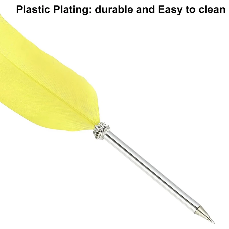 잉크 빈티지 퀼펜 깃털 볼펜, 캘리그라피 글쓰기용 세련된 도금 딥 펜, 21cm, 8 인치, 2 개