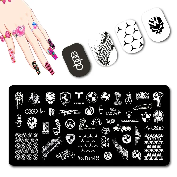 New Car Brand Pattern Nail Stamping Plates Car Logo Nail Stamp Plates Signboard Car Nail Plates #166