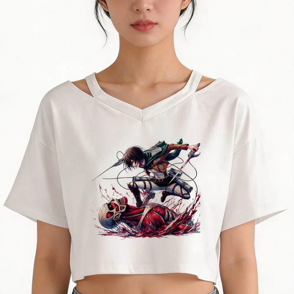 Attack on Titan cropped top women japanese 2000s anime grunge gothic top tees gothic korean fashion cheap