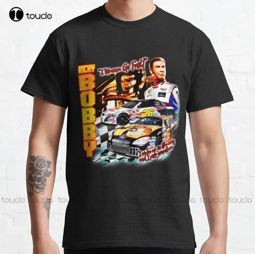 Ricky Bobby Racing Shirt Classic T-Shirt Girls White T Shirts Custom Aldult Teen Unisex Fashion Funny New Xs-5Xl Fashion Funny