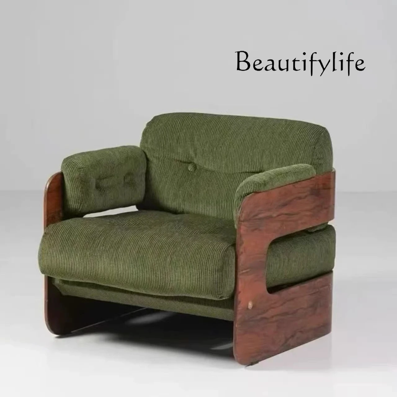 

Nordic light luxury solid wood sofa chair designer small apartment medieval leisure chair living room single sofa chair