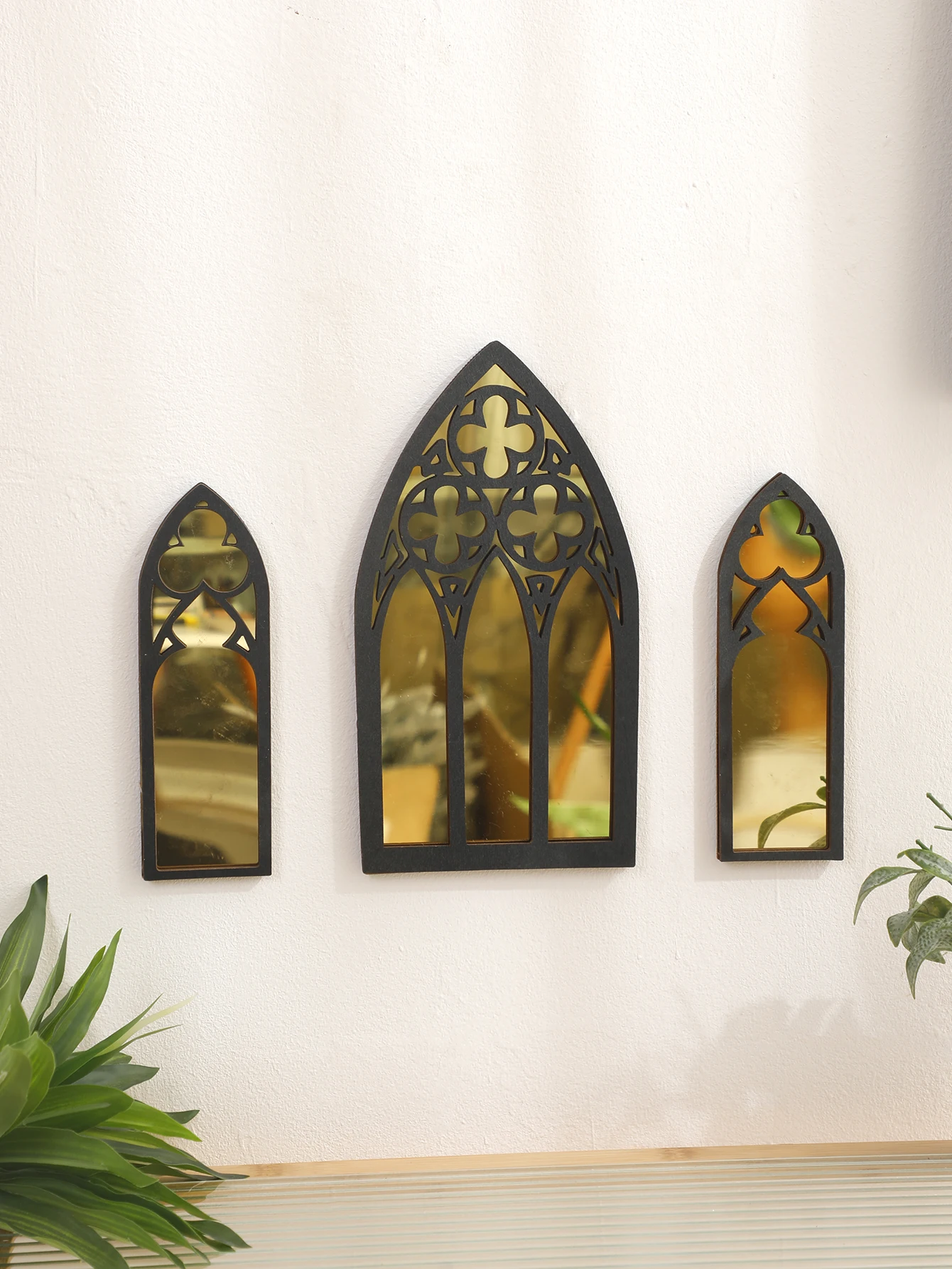 3 Pcs Wall Decor Home Decorative Mirrors Crafts Home Decoration Living Room Decor Gothic Mirror Decor Condo Bedroom Wall Hanging