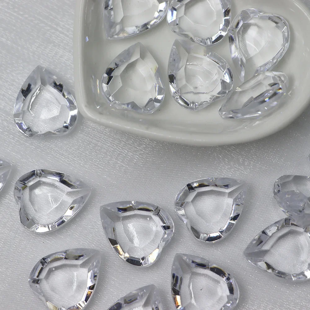 Camal 20pcs 22mm Heart-shaped Diamond Treasure Chest Pirate Acrylic Crystal Gems Photography Props Toy DIY Art Craft Decor Gifts