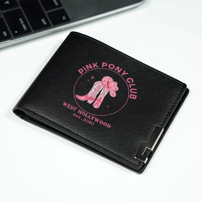 핑크 포니 클럽 웨스트 할리우드 남성용 슬림 지갑 PU 가죽 경량 내구성 비즈니스 패션 디자인 2D 평면 인쇄