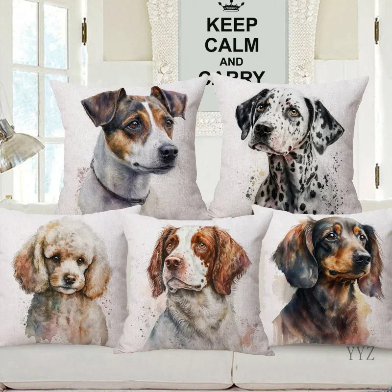 Jack Russell Yorkshire Labrador Dachshund Poodle Dalmatian Pet Dog Poster Art Cushion Cover Pillow Case