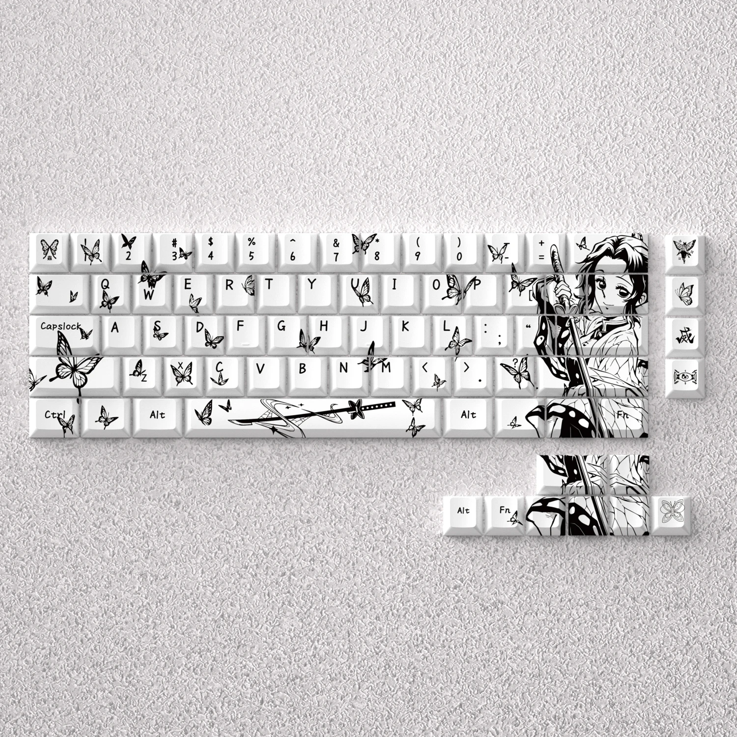 98 مفتاح كاب Kochou Shinobu مفاتيح لطيف أنيمي كيكابس PBT الكرز الشخصي Keycap لوحة المفاتيح الميكانيكية Made68 Mad68 Wooting 60