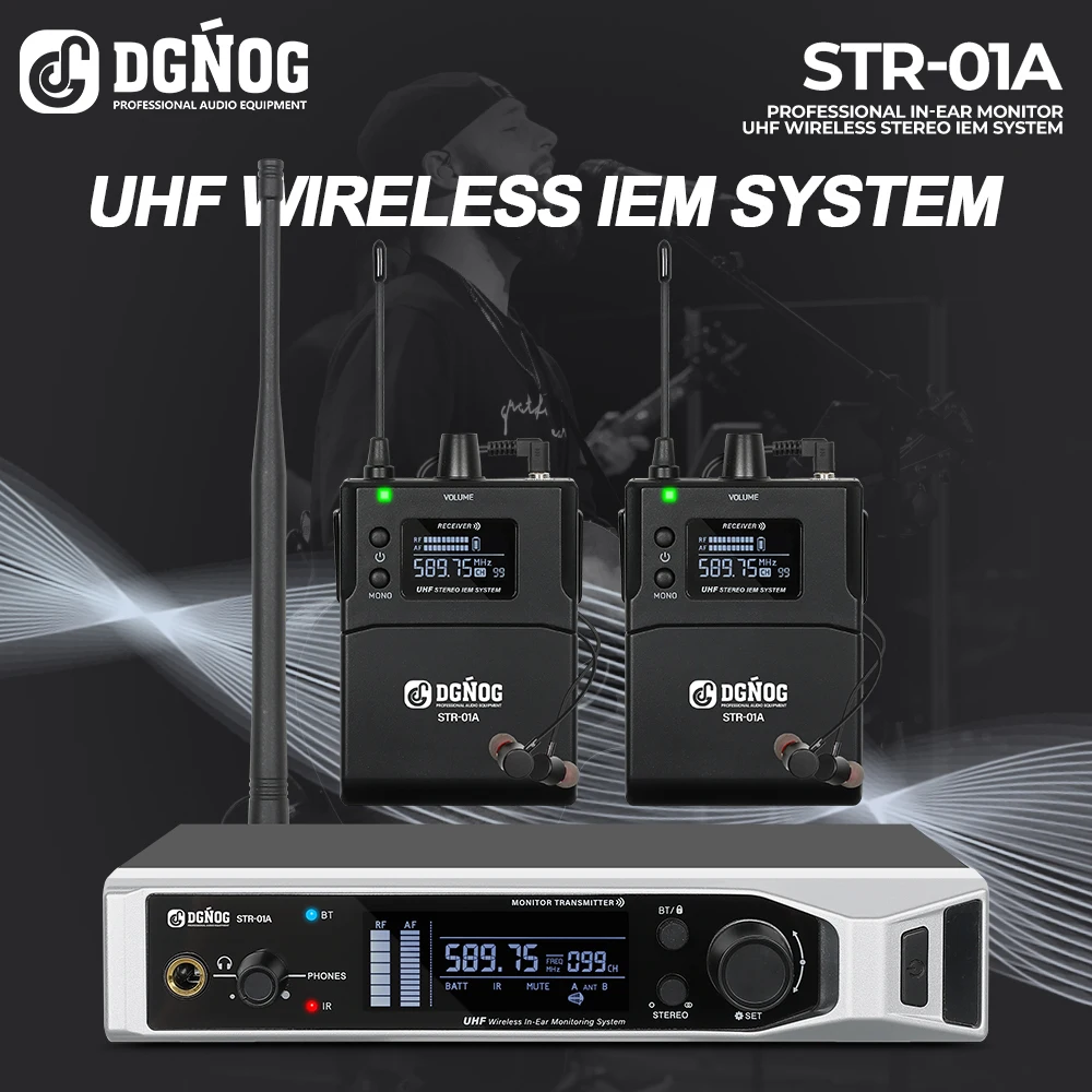

UHF Stereo Wireless In Ears Monitor System DGNOG STR-01A Stage Return Bodypack Receiver Stage Monitoring System Stereo Switching