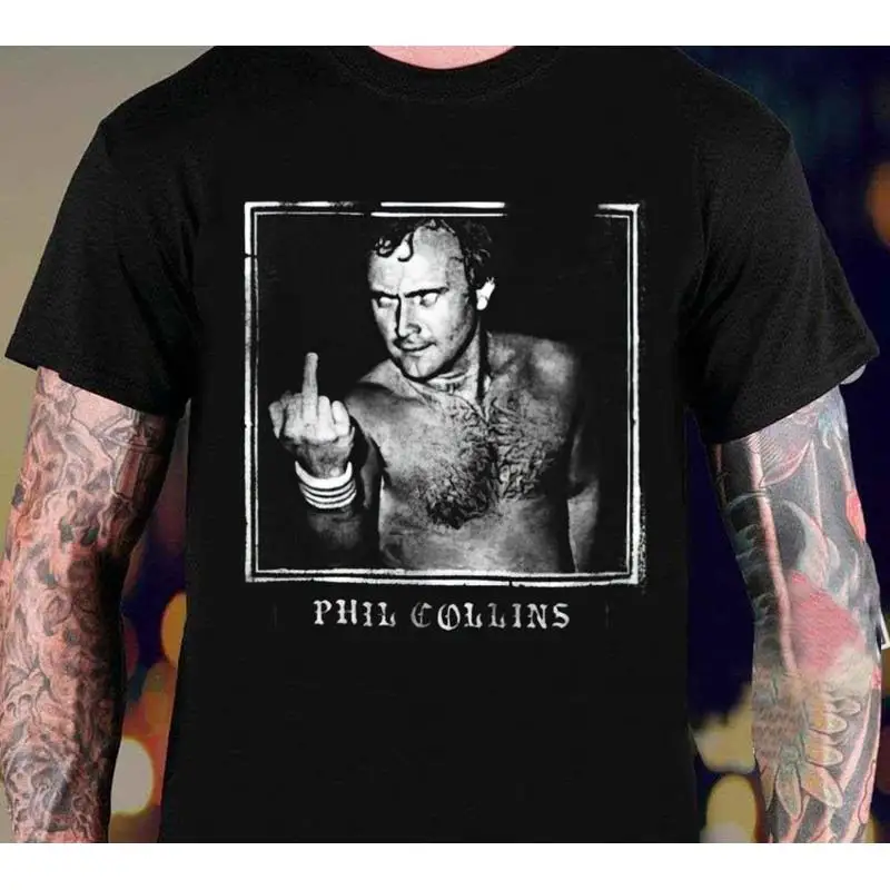 

Черная хлопковая футболка всех размеров Vtg Phil Collins For Fans J507