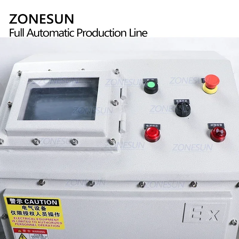 ZONESUN ZS-FAL180EX خط إنتاج أوتوماتيكي كامل مقاوم للانفجار معجون الكحول السائل آلة تعبئة وتغطية العلامات