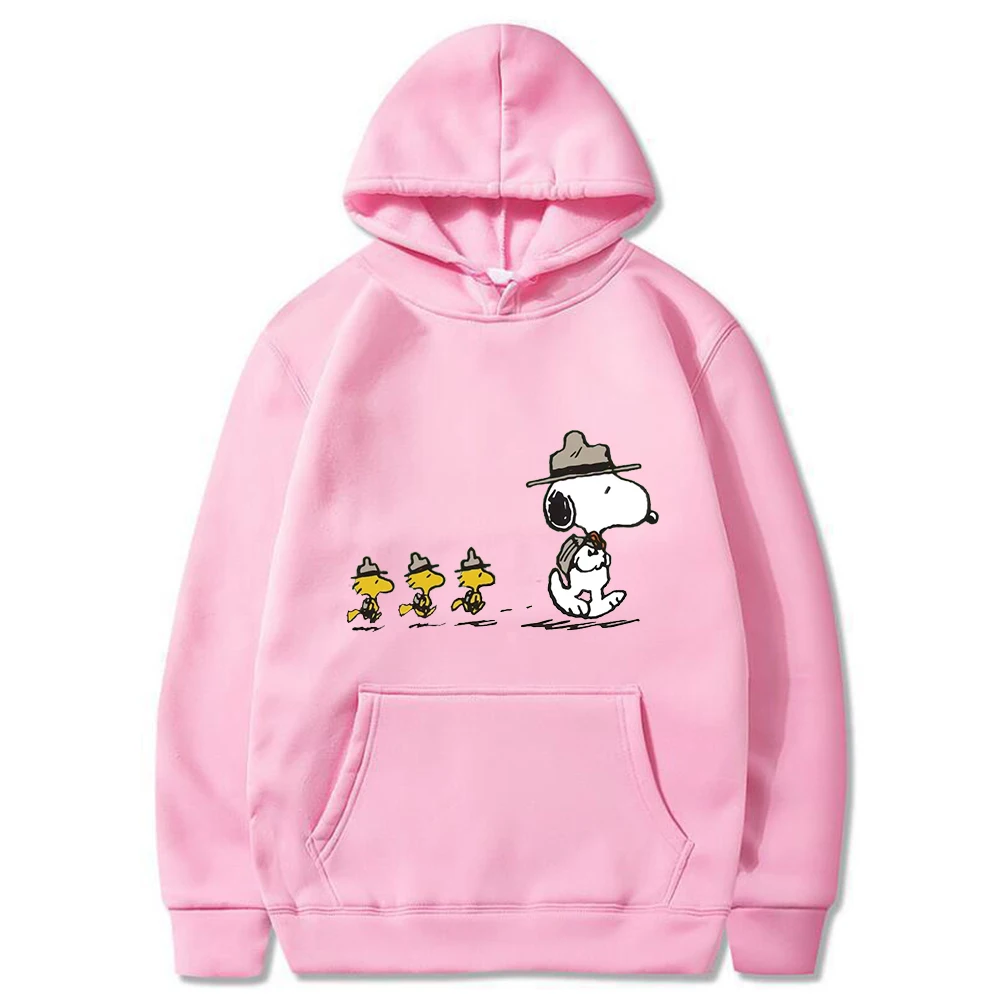 Snoopy Cartoon Anime Women\'s Hoodie 2024 Spring and Autumn New Men\'s Hoodie Casual Khaki Sports Couple Sweatshirt