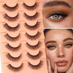 7 Pair 12MM Lashes Mink False Eyelashes Natural Wispy Lashes Soft Faux Mink Lashes Fluffy False Lashes