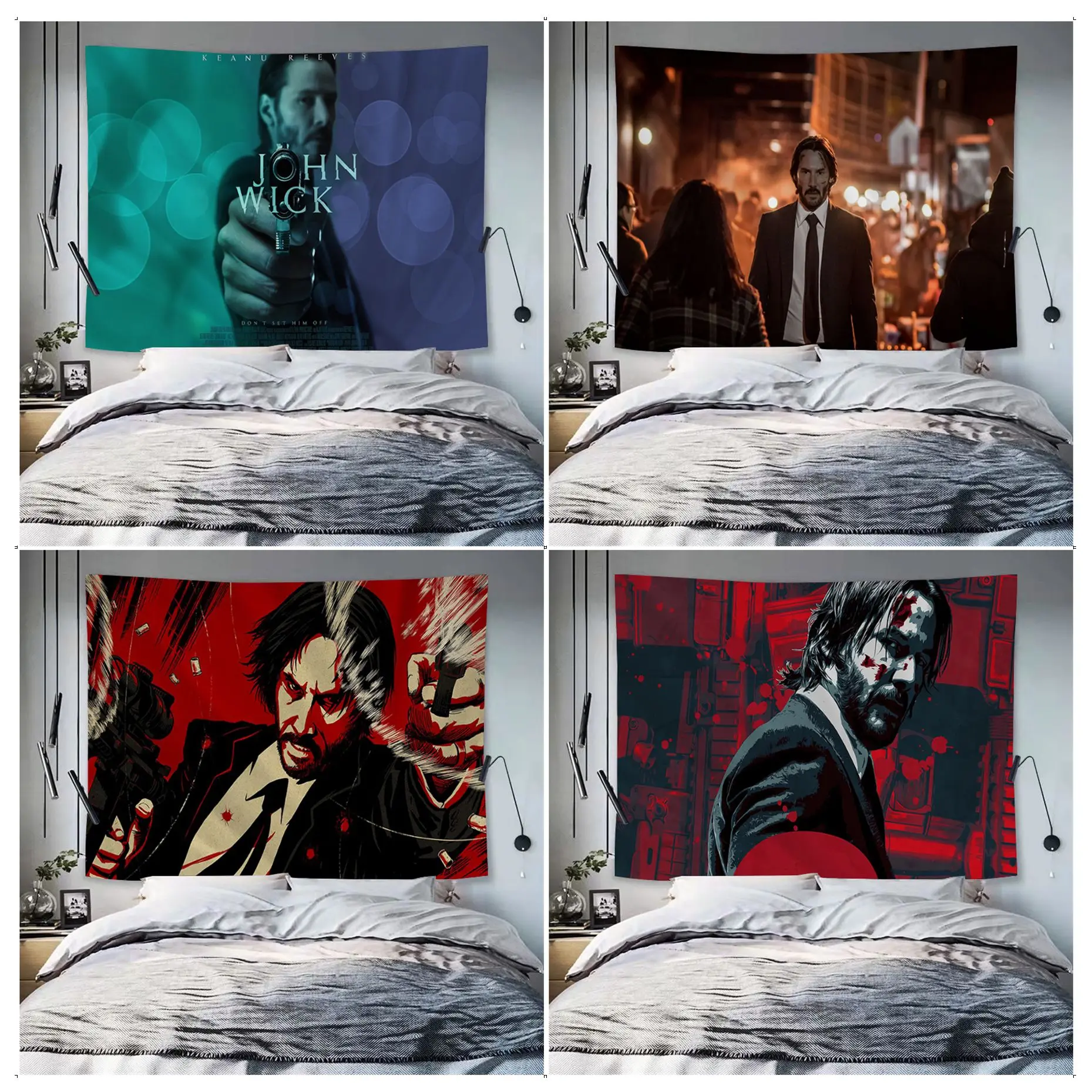 John Wick Printed Large Wall Tapestry Cheap Hippie Wall Hanging Bohemian Wall Tapestries Mandala Decor Blanket