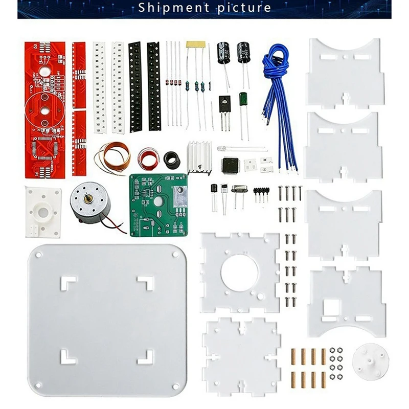 LED Display DIY Kit 51 SCM Dual Color Cross Rotating Welding Spare Parts For Soldering Practice, Kit