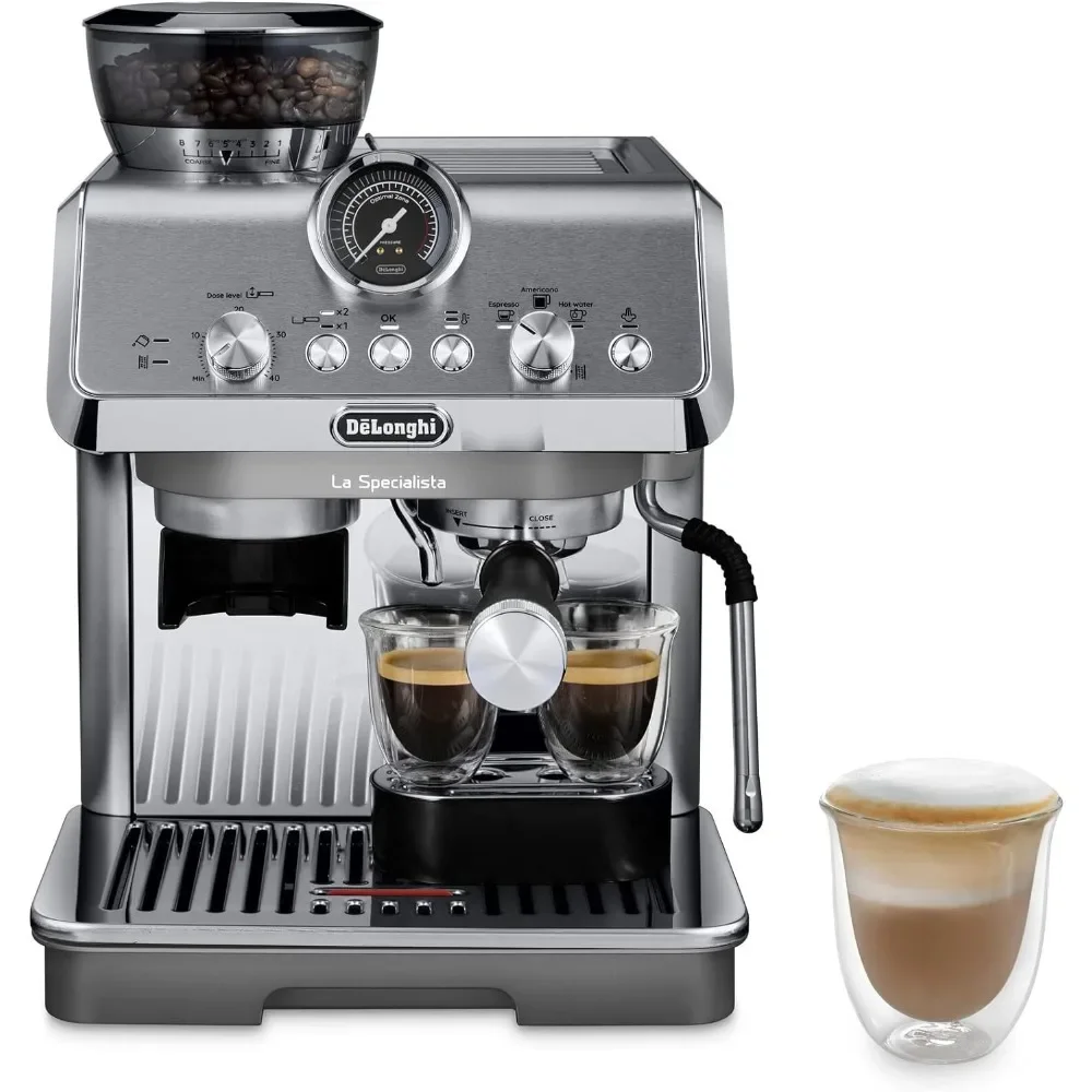 La Specialista Espresso Machine with Grinder, Steamer, Milk Frother, 1450W, Metal, Barista Kit