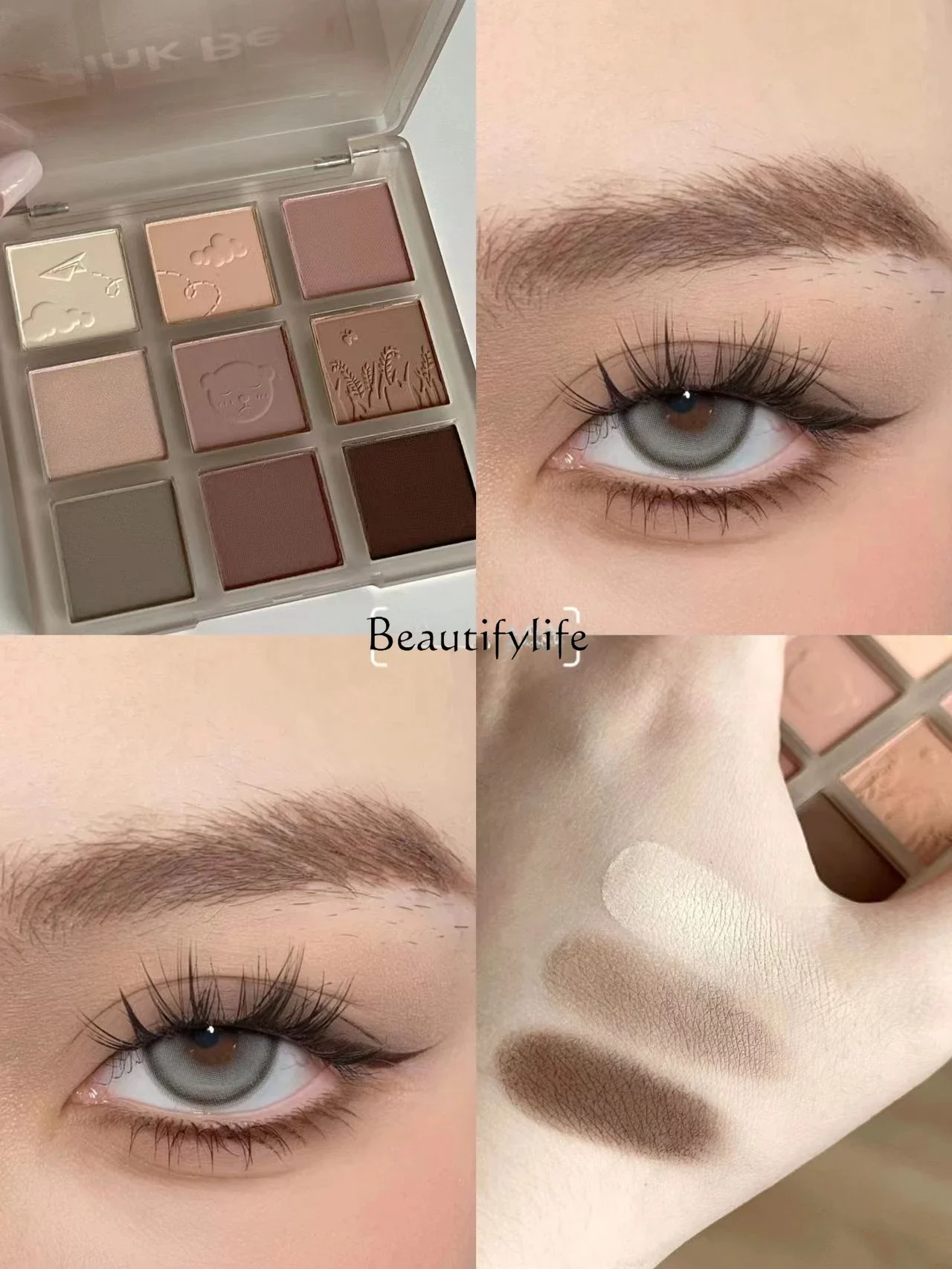 Nine-Color Eye Shadow Plate Gray Pink Ground Color Matte Novice Oat Clouds