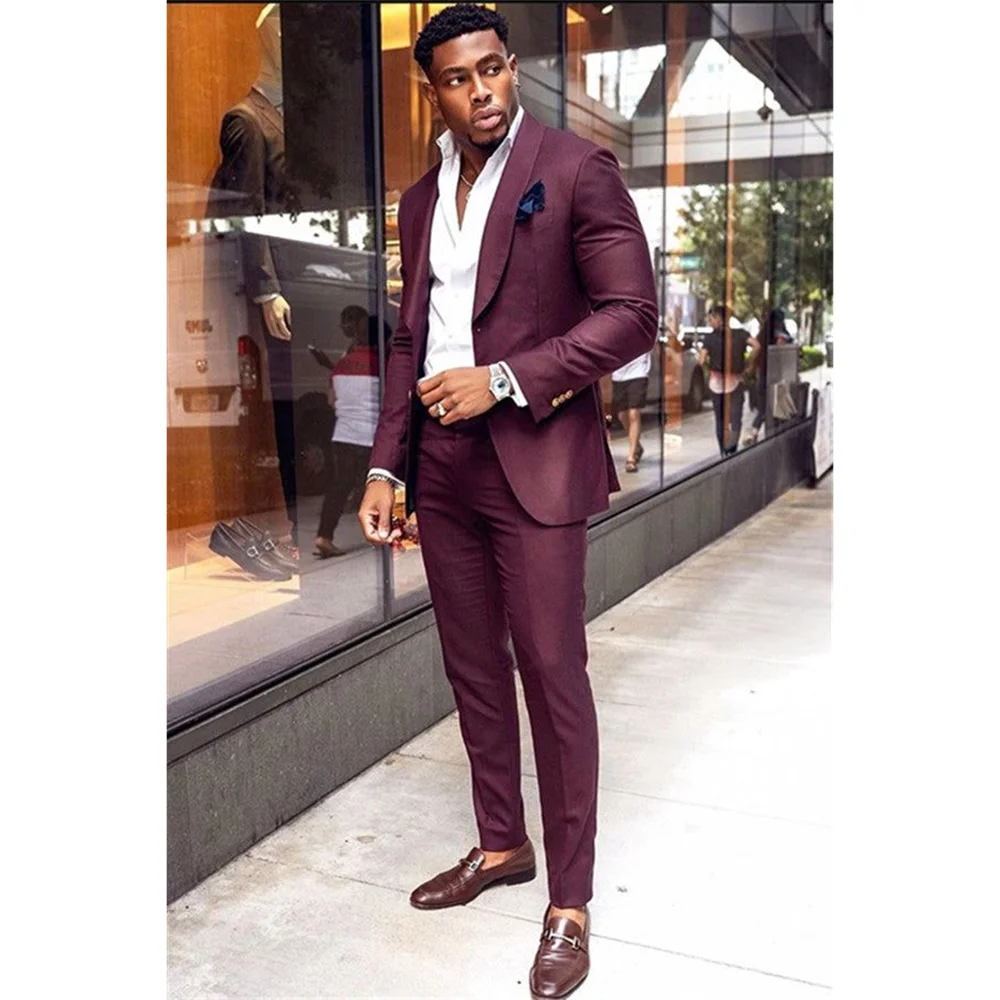 

Men 2 Pieces Suit Jacket Pants Formal Business Style Slim Fit Wedding Tuxedo Dinner Party Dress Chic Outfits