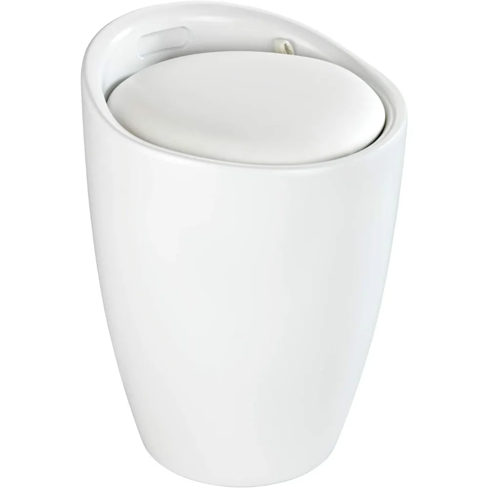 Wenko Bathroom Stool with Laundry Bag, White