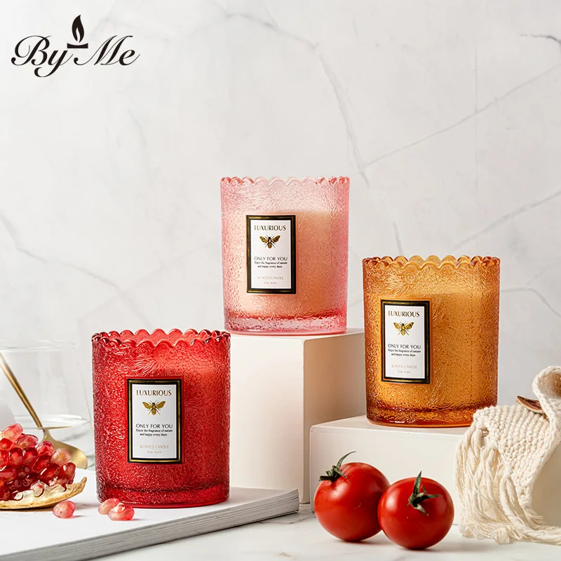 شمعة معطرة من الزجاج بحافة لاسي. شمعة مبتكرة بدون دخان للمنزل. هدايا الروائح المصاحبة بالهدايا اليدوية. #3