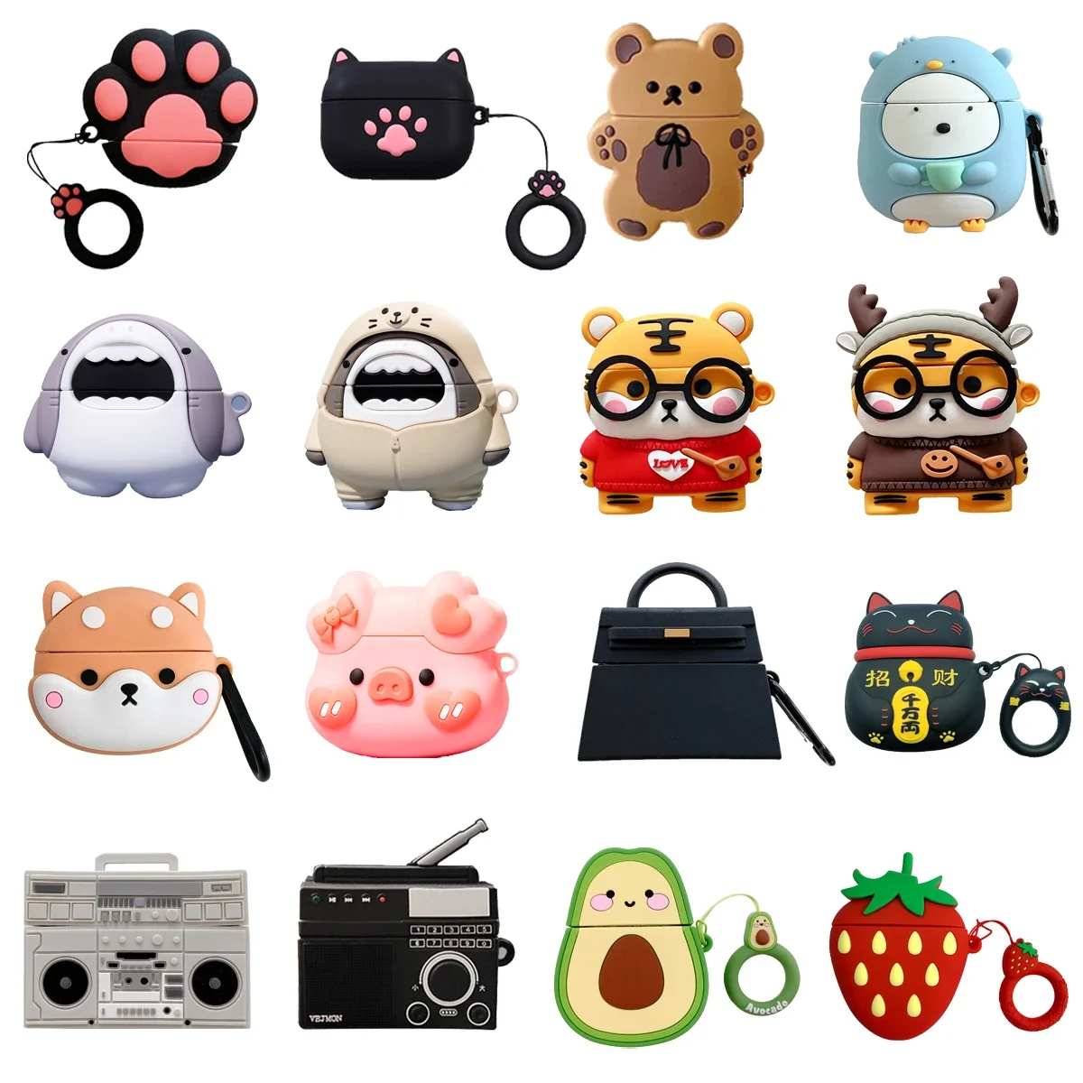 Handbag Case for Apple Airpods 3 Generation Cover for AirPods 3rd Gen Protective Shell Air Pods Shield Cute Bear Pig Silicone