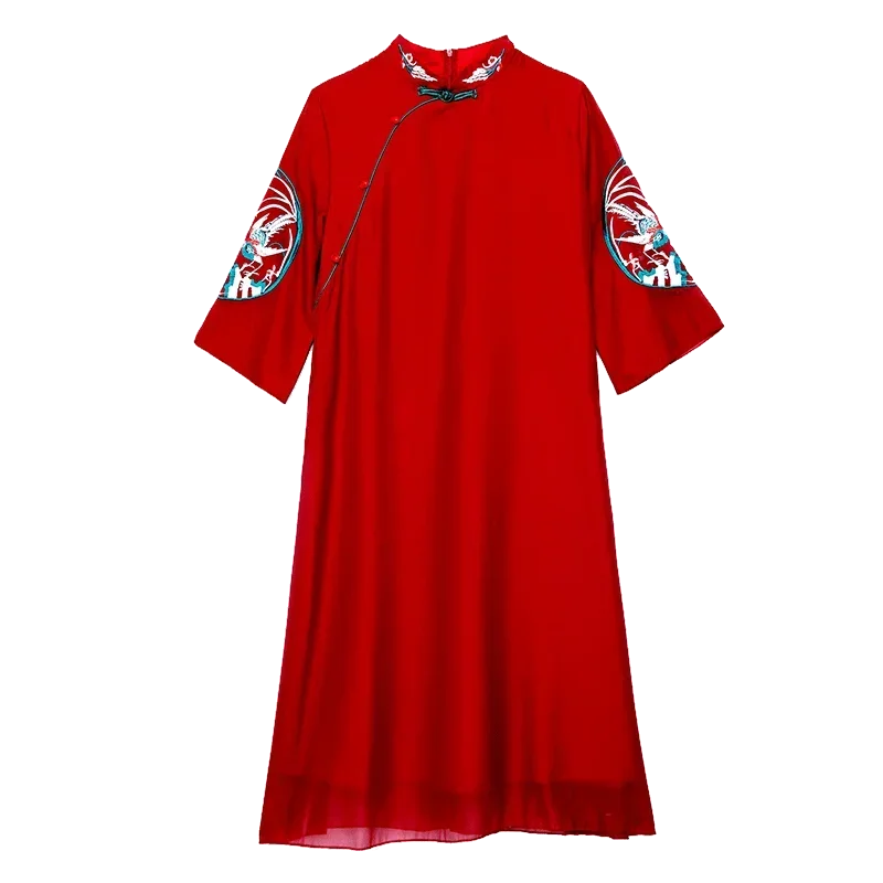 Chinese Style Dresses Summer 2024 Robe Vintage Femme Vesidos Elegant Womens Clothing Embroidery Plus Size Cheongsam Qipa CMM221