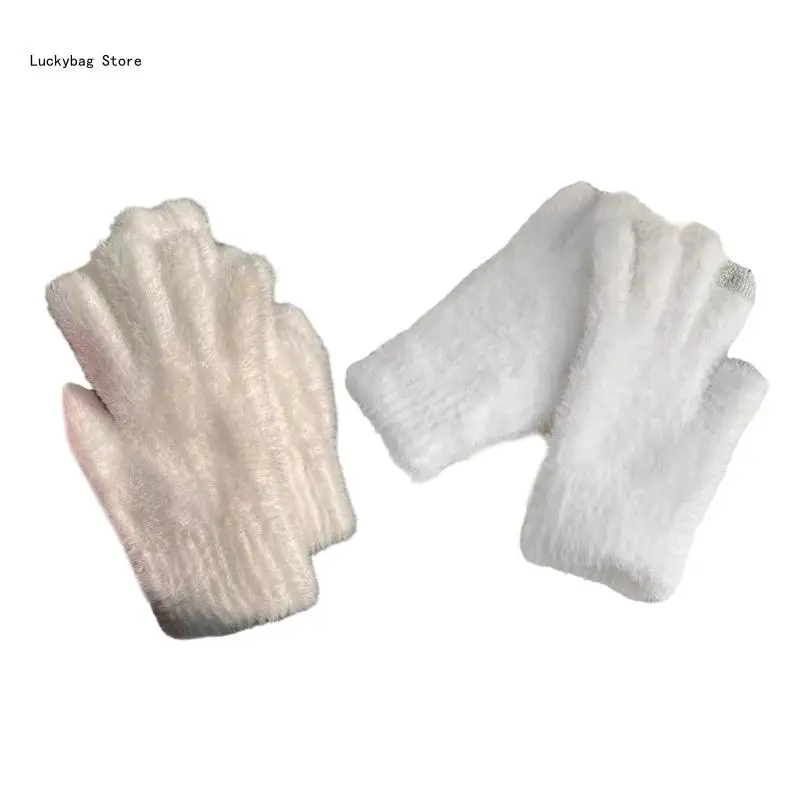 

2lots Unisex Mink Furs Gloves Women Fashion Beautiful Mittens Cosplay Gloves