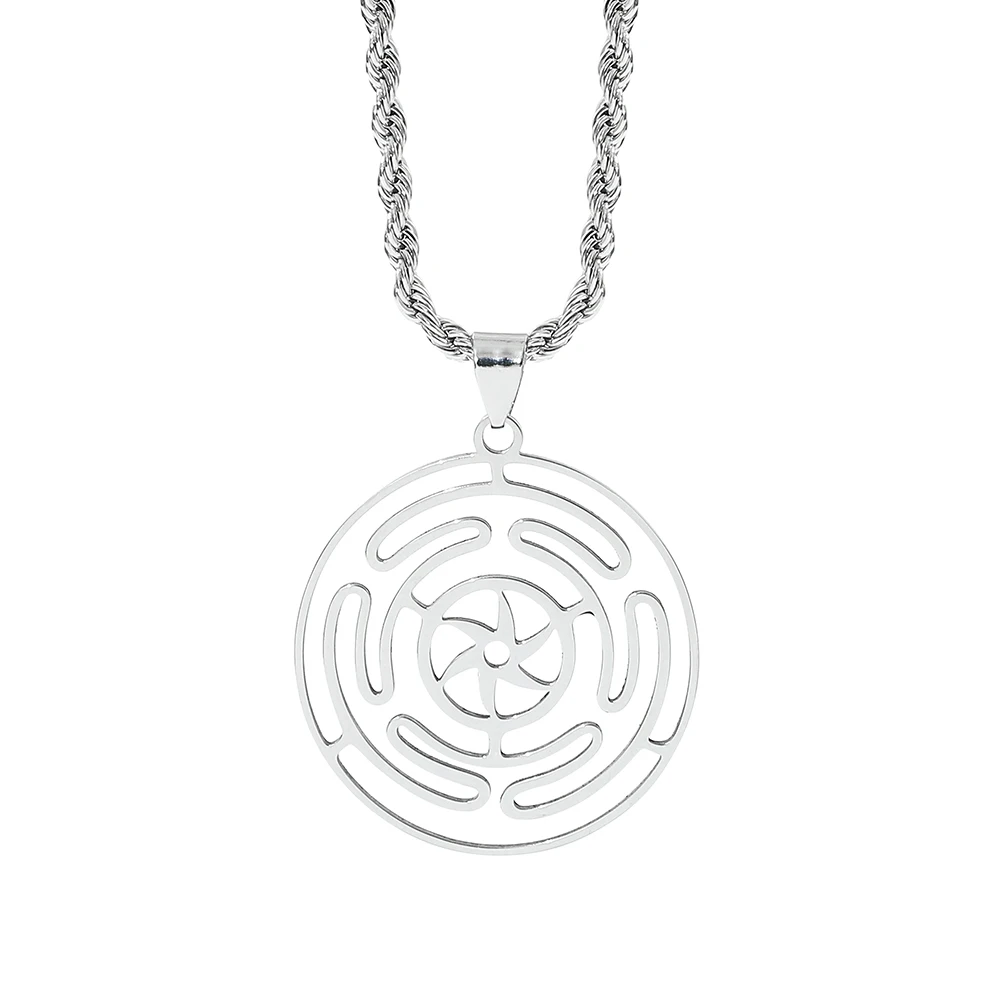 Stainless Steel Hekate Wheel Necklace Pendant Goth Strophalos Hecate Magic Symbol Logo Charm for Women And Men Jewelry Accessory